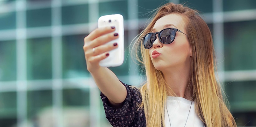 lady taking selfie