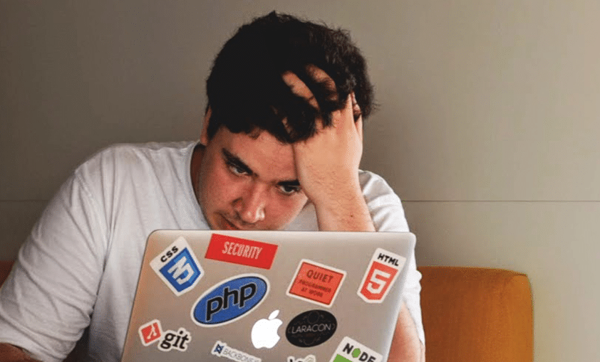 stressed man during online dating