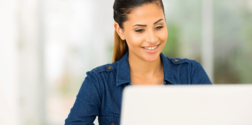 happy woman surfing the net