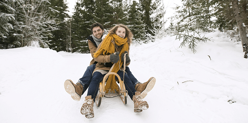 couple in a sled