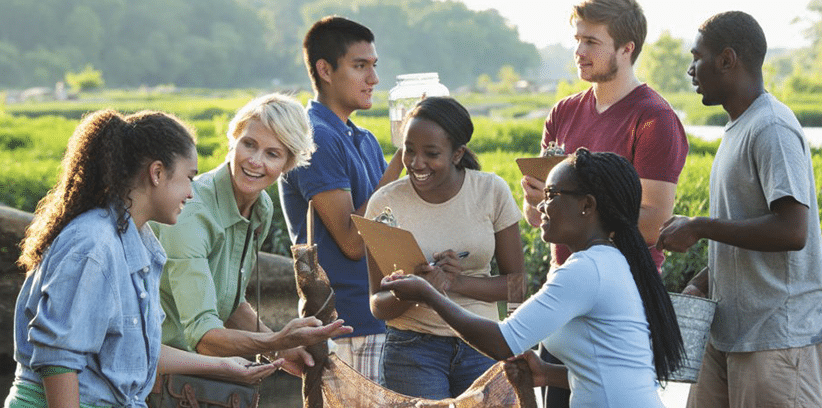 volunteers in a community service