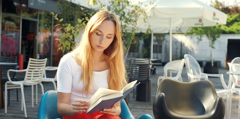 woman reading a book