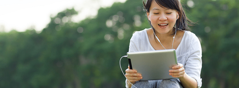 happy woman chatting her long distance partner