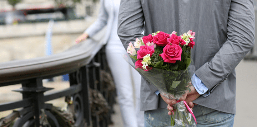 giving her flowers