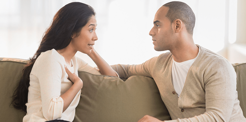 couple seriously talking to each other