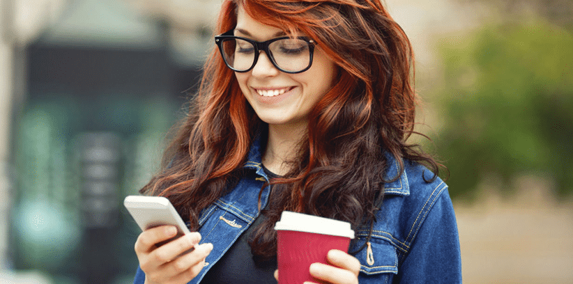 a girl browsing through an online dating app