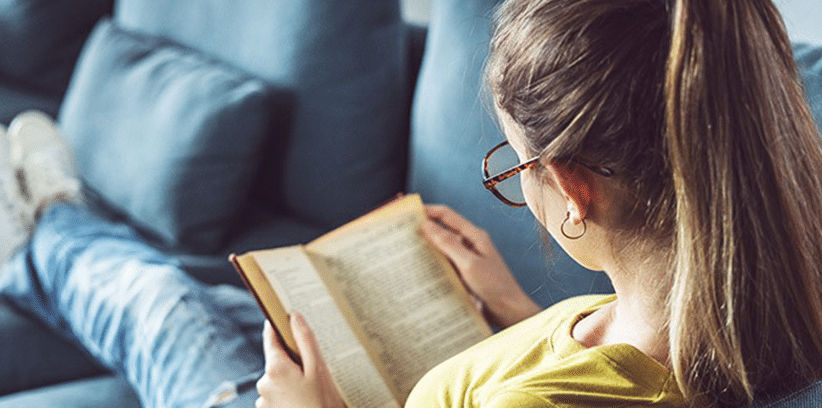 woman reading a book