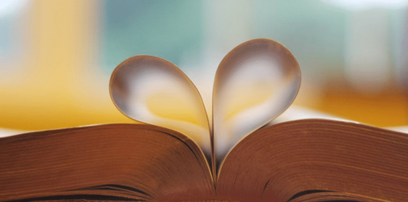 heart shape page in a book