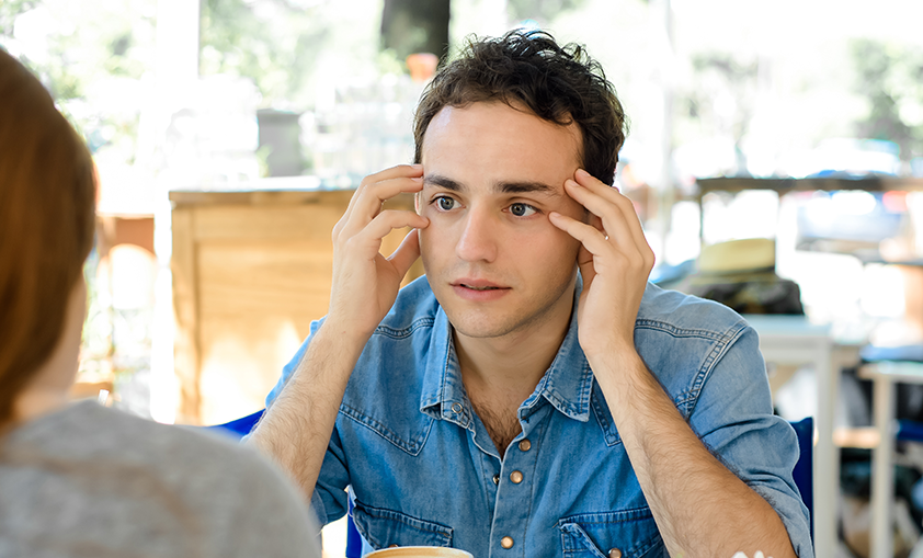 confused man during date